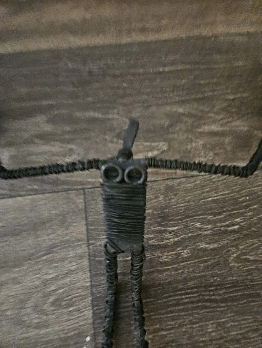 Vintage Brutalist Black Wire Wrought Iron Wall Candle Holder